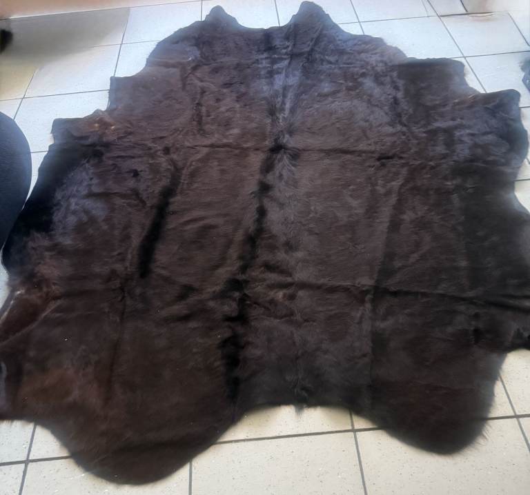 image for COWHIDE NEW LARGE STUNNING DARK BROWN RUG IDEAL GIFT ONLY £170, COST £395 CAN POST 