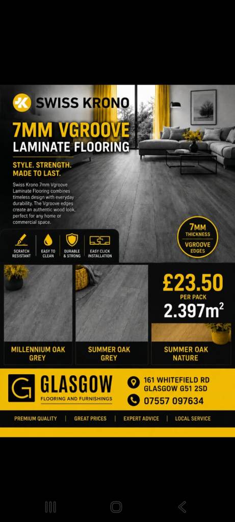 Swiss Krono 7mm V-Groove Laminate Flooring - Summer Oak Grey