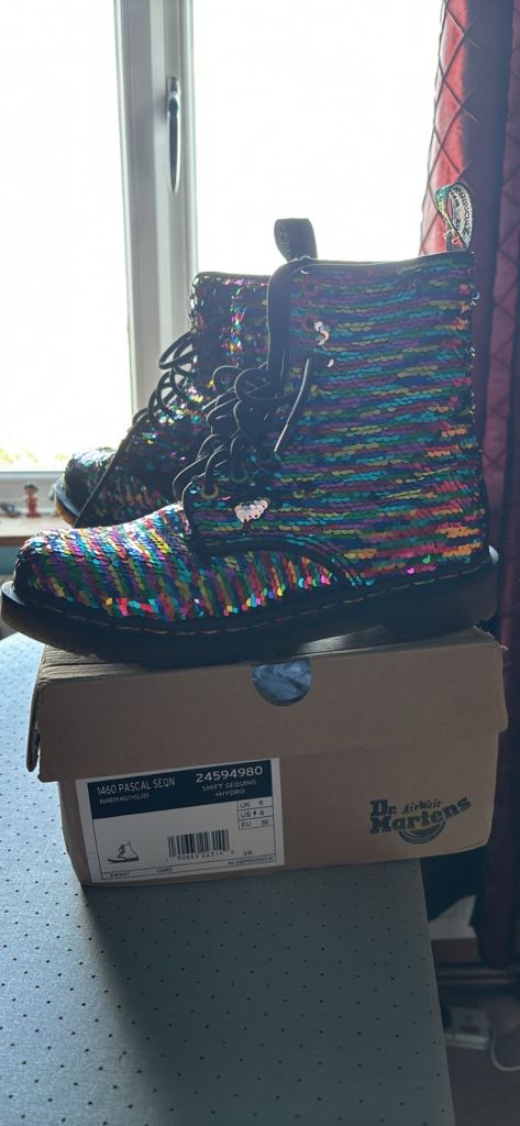 Dr Martens Pascal Sequin Boots - Multicoloured, As Good As New