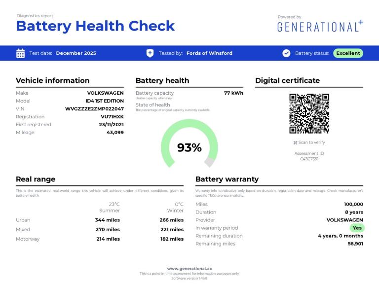 2021 Volkswagen ID.4 150kW 1ST Edition Pro Performance 77kWh 5dr Auto Estate ELECTRIC Automatic