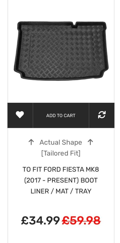 Rubber boot liner for Fiesta 2017 - present 