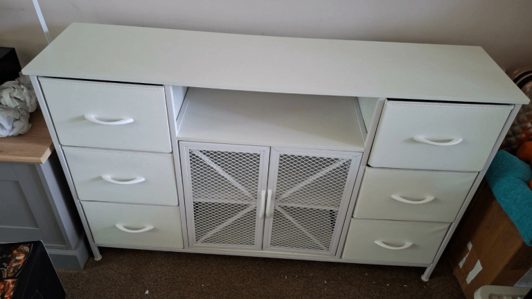 Storage cabinet white for bedroom living room or dining room 