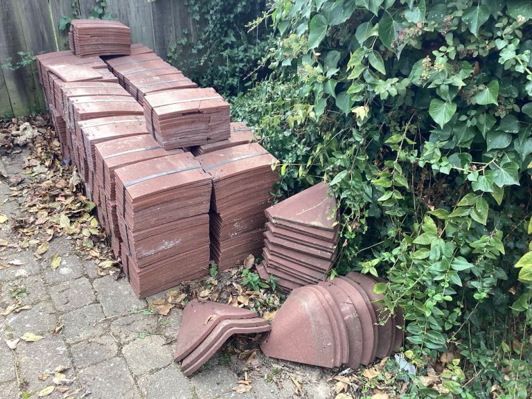 NEW Acme Sandfaced Heather Clay Plain Roof Tiles 40p each,bonnet hip& ridge tiles.£4 each.