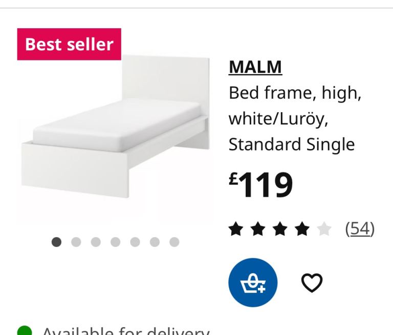 image for Used white Ikea single bed frame - white