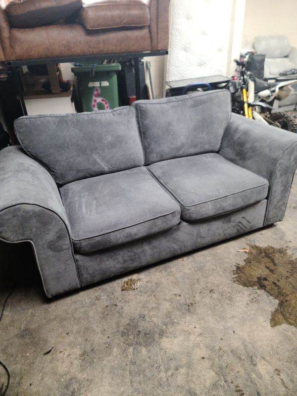 Grey Fabric Two-Seater Sofa