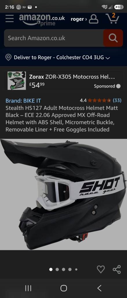 Motor cross helmet with goggles 