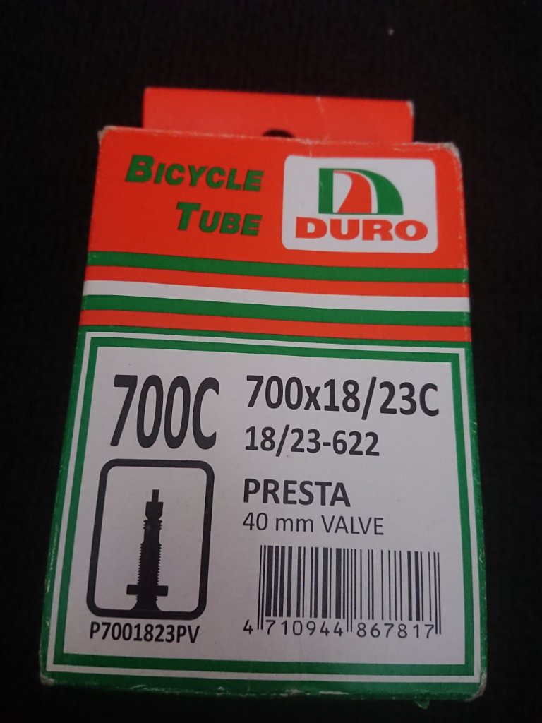 Duro Bicycle/Bike Inner Tube - 700C 18 Inch 700x18/23C 18/23-622  40mm Presta Valve Rubber BNIB