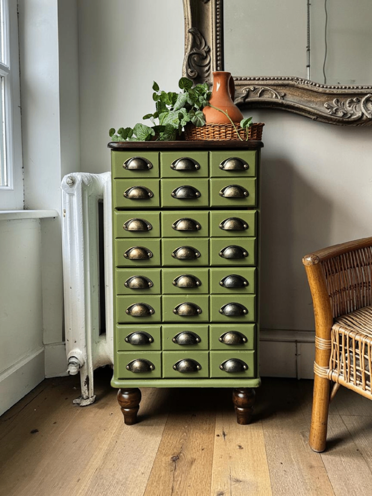 Solid pine apothecary style chest of drawers 