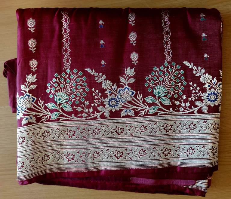 Banarasi Silk Half N Half Saree with stitched blouse