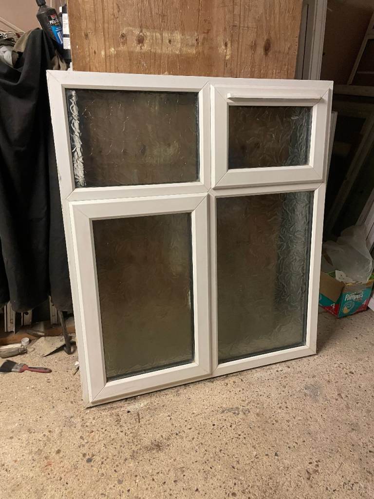 H 128 x W 114 cm - UPVC DOUBLE GLAZED WINDOW- OBSCURE GLASS (REF: MJ298)