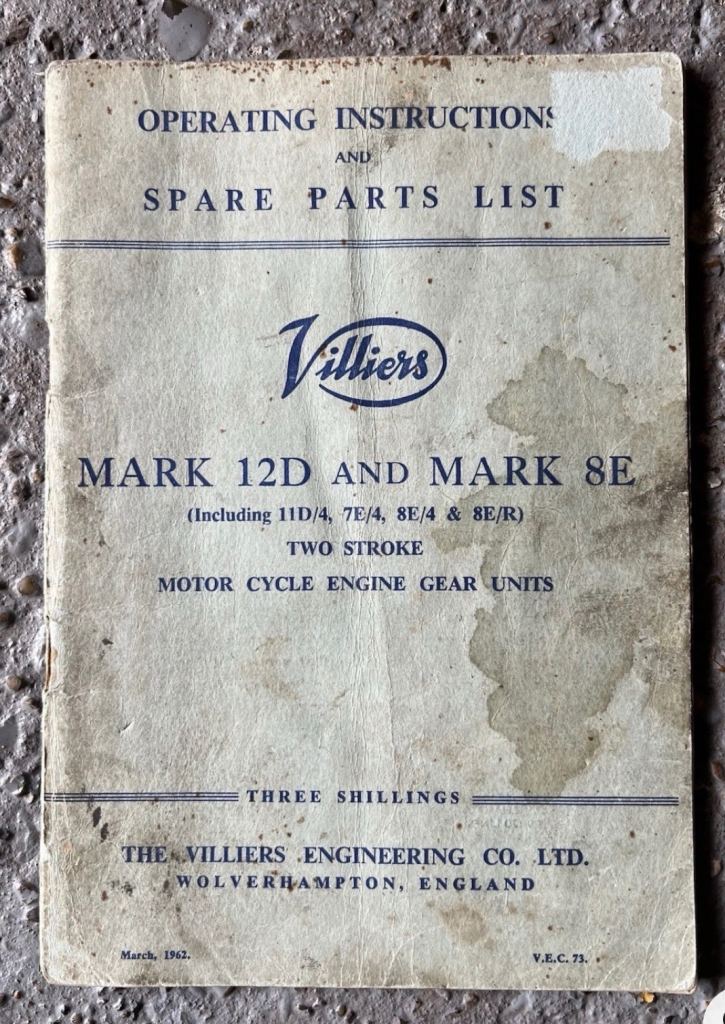 Villiers engine instructions and spares list