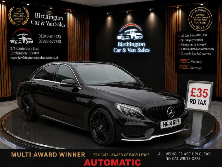 2014 Mercedes-Benz C Class C220 AMG LINE AUTO BLACK IN & OUT **81280 MILES** (£35 RD TAX) DIESEL ...