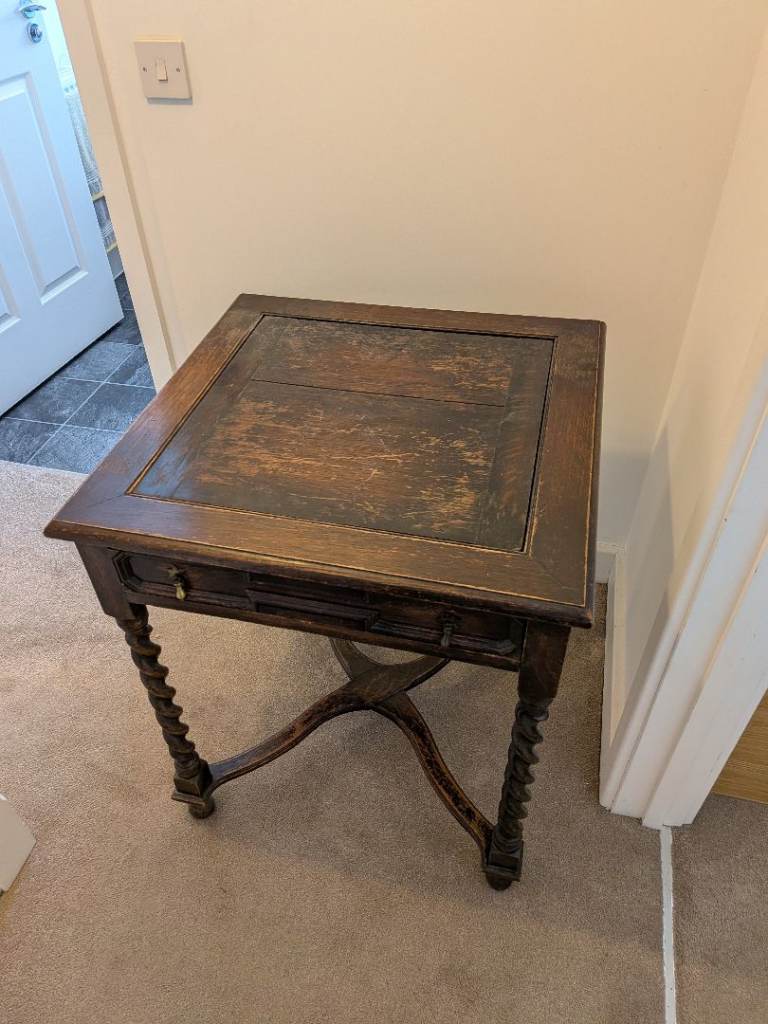 Lovely Antique Dark Wood Side Table with Drawer