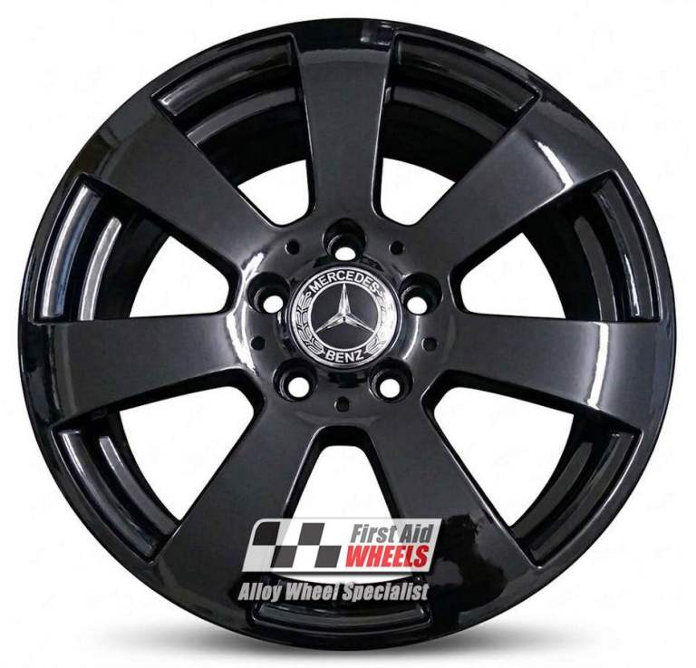 R334BG Swap MERCEDES C CLASS C204 S204 W204 4X 16'' GENUINE 7 SPOKE GLOSS BLACK ALLOY WHEELS