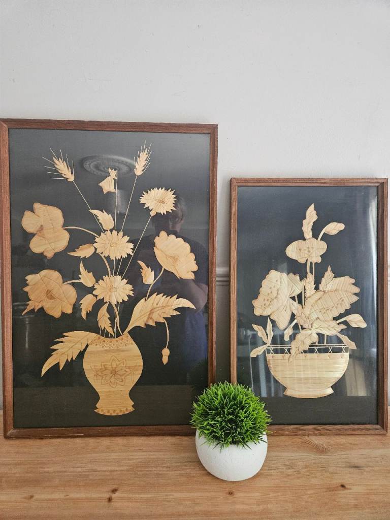 Vintage Mid Century 1960s Polish Straw Wall Art
