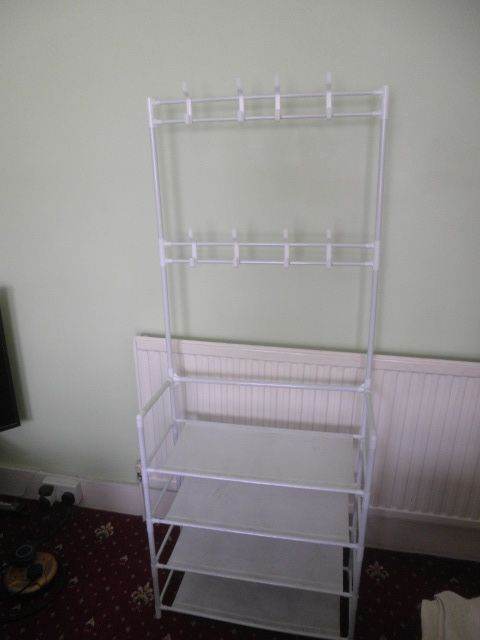 Stand Rack Hanger Portable Lightweight - Hallway Kitchen Bedroom Stand with Shelves Hooks & Rails