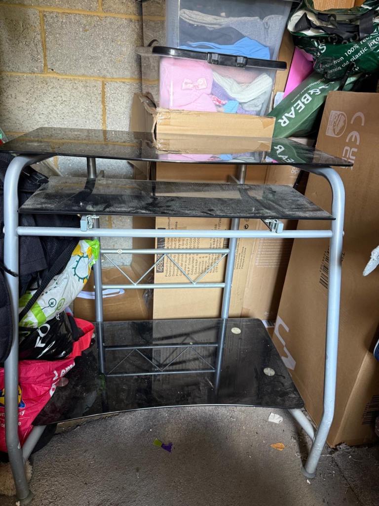 image for Black Glass Desk Table