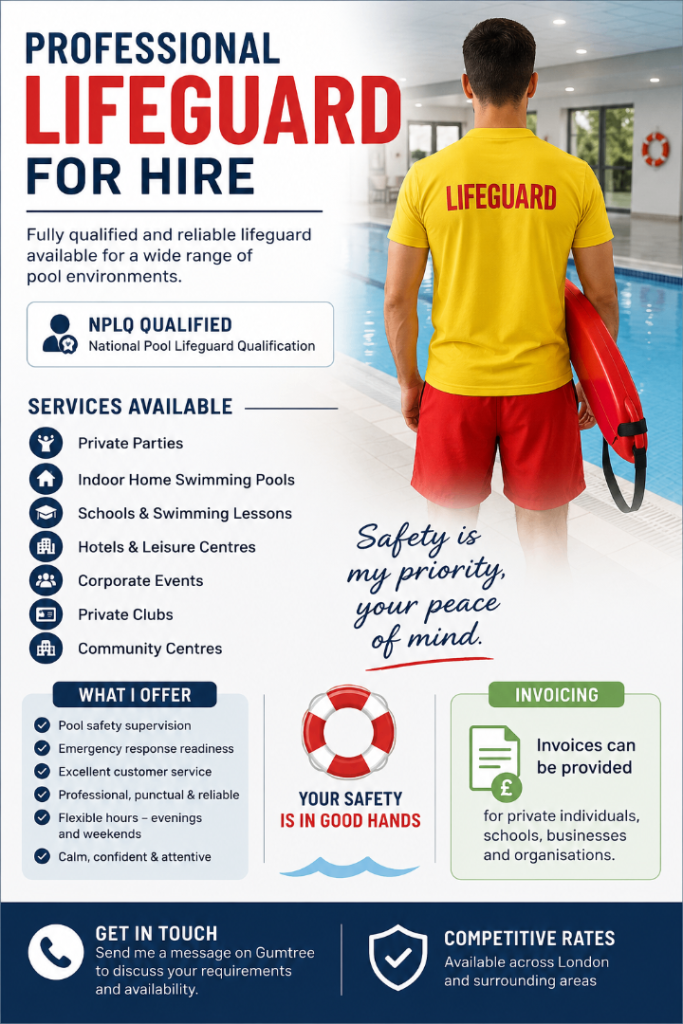 Professional NPLQ Lifeguard Services Available – London Area