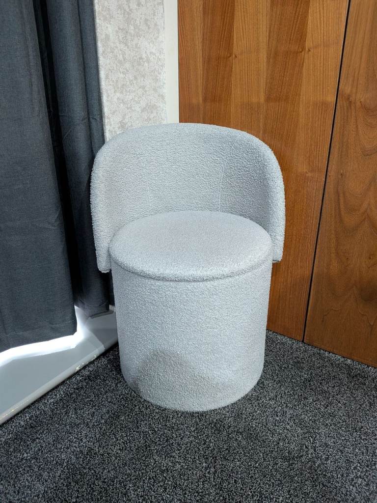 3 in 1 Grey Bouclé Dressing Table Stool with Storage – Good Condition