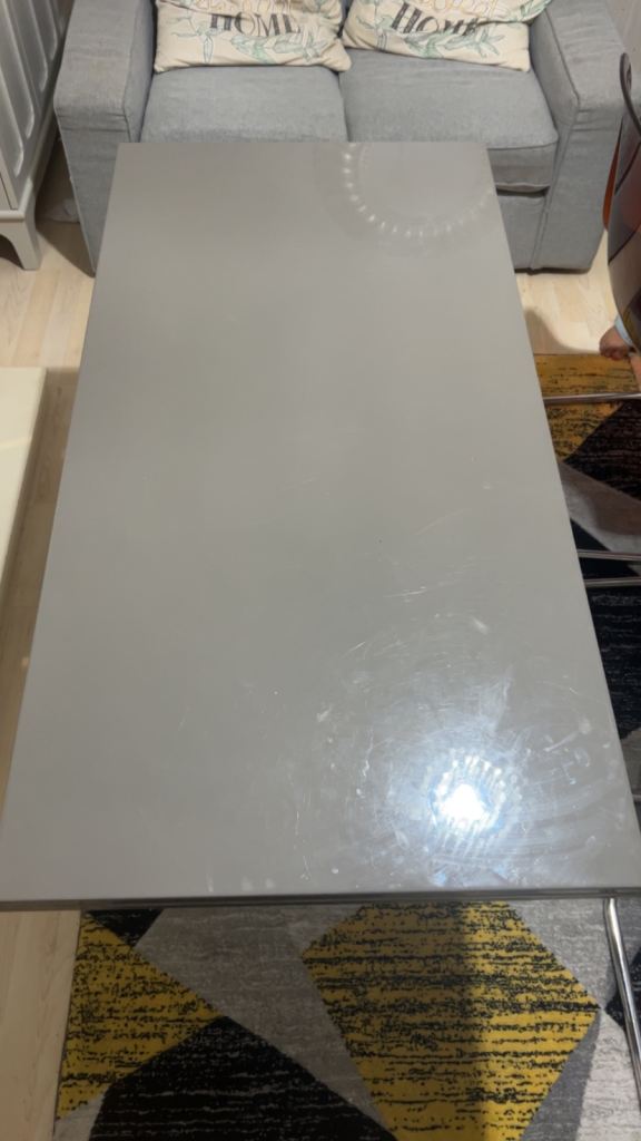 Grey Rectangular Dining Table with Metal Legs