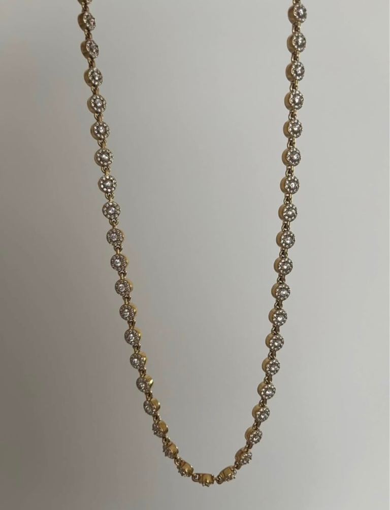 18k Gold Plated Zircon Vintage Style Tennis Necklace & Bracelet Set – New