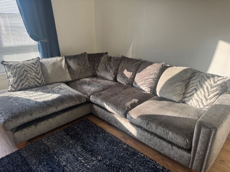 Silver/ Grey corner sofa