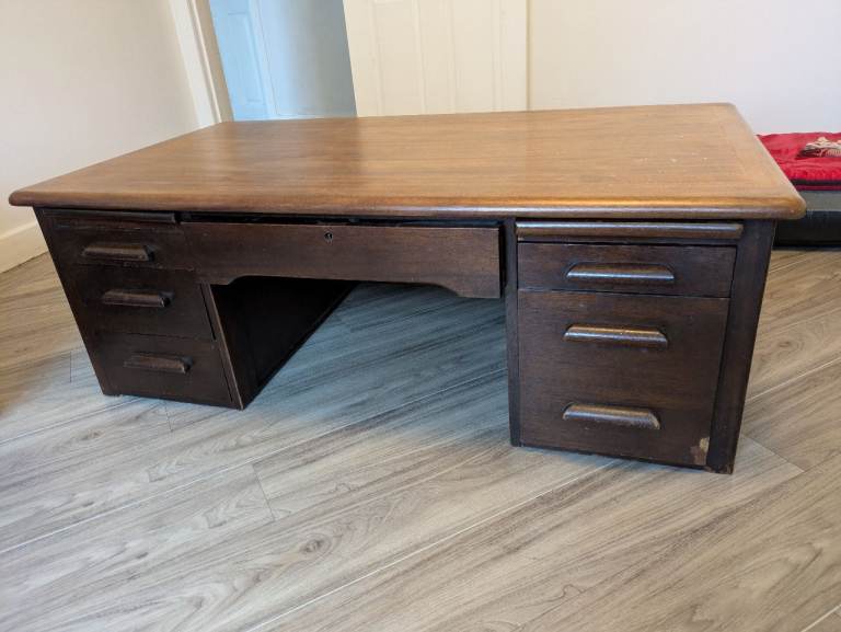 Vintage Abbess Solid Oak "Teachers Desk" Coffee Table | Mid-Century Conversion