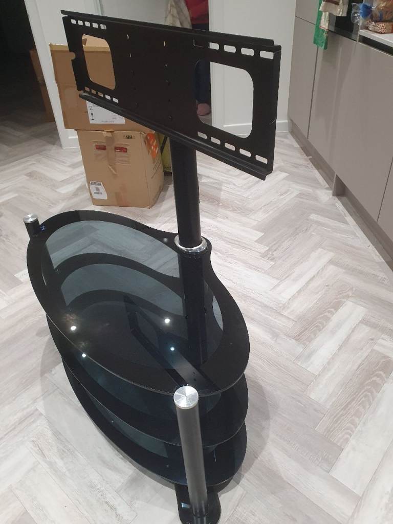 TV stand (Dark glass & black mounting)