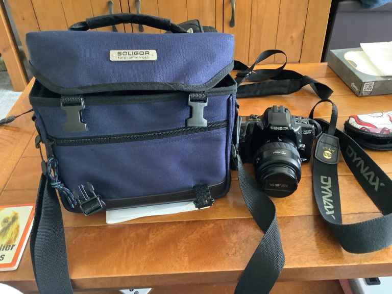 Minolta Dynax 500si Film Camera with Lens and Soligor Bag