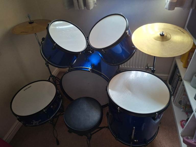 Full Junior Drum Kit with Cymbals and Stool - GOOD Condition