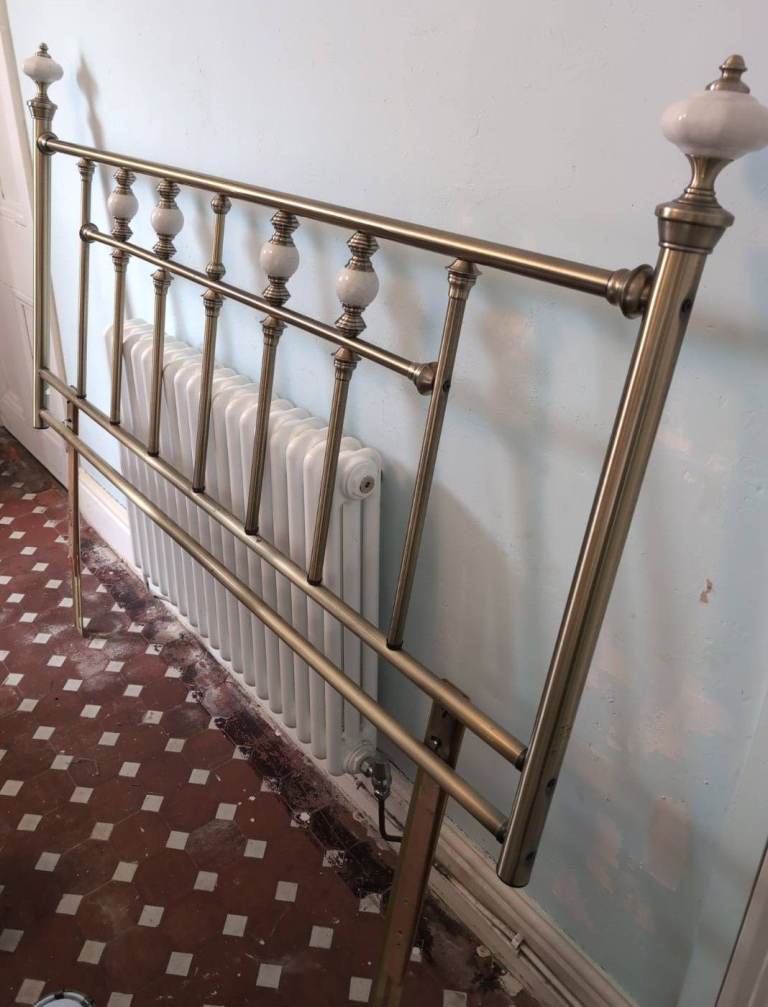 Metal Victorian style king size headboard - brass effect