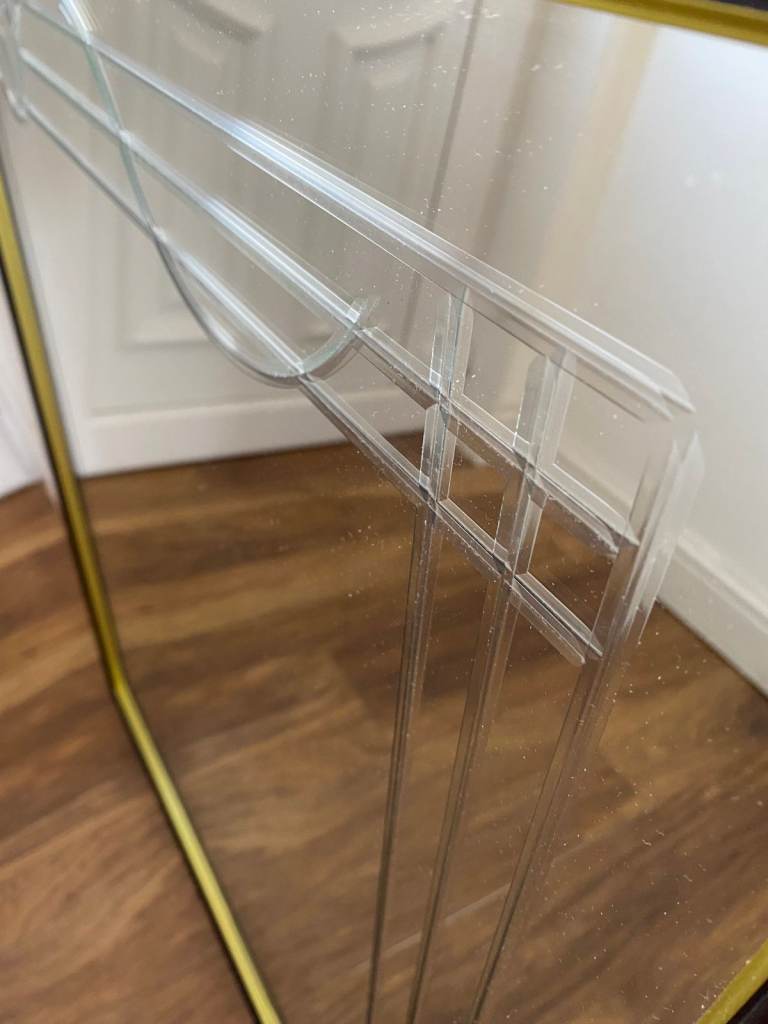 Large heavy etched rectangular mirror with Art Nouveau / Charles Rennie Mackintosh style design