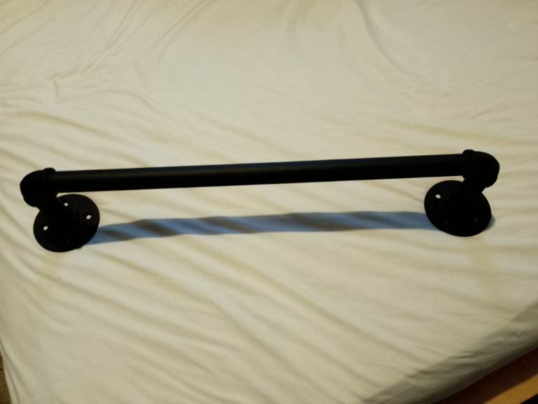 Metal industrial looking towel rail in Matt black