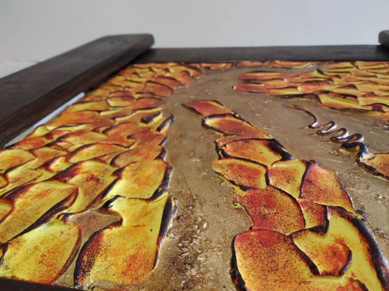 Original artwork in handmade rustic style frame