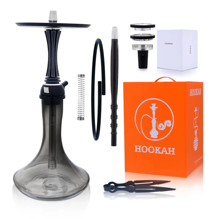 Hookah Shisha Set with Quasar Bowl Russian Style Glass Base Smoke Pipe Easy Use