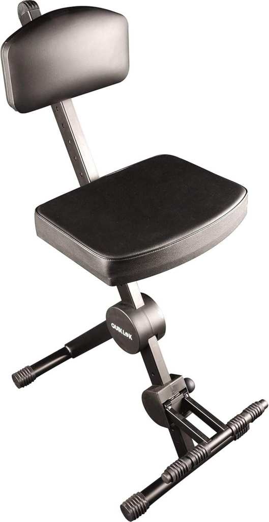 Quiklok DX749 Adjustable Musicians Stool with Backrest - Heavy Duty Seat