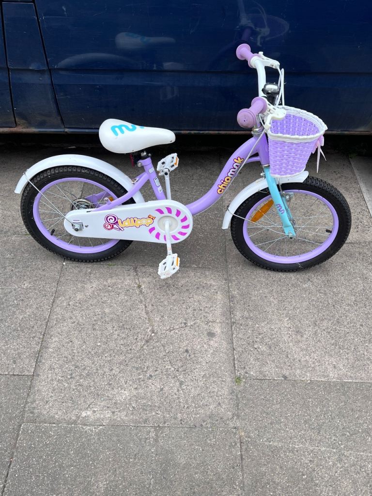 Chipmunk Lollipop 16 Inch Kids Bike with Basket - Purple