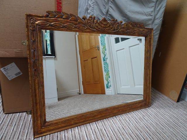 Wood Framed Oblong Wall Mirror