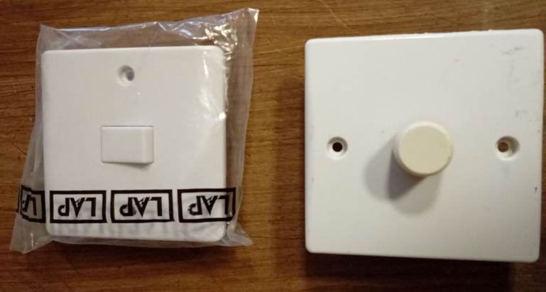 Single Light Switch and Dimmer Switch. SJC-Retail/Electrical