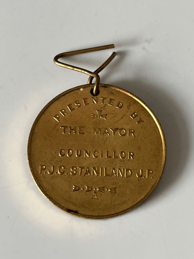 1937 Coronation Full Size Guilded Medal Presented By the Mayor of Newark R J Staniland J P 