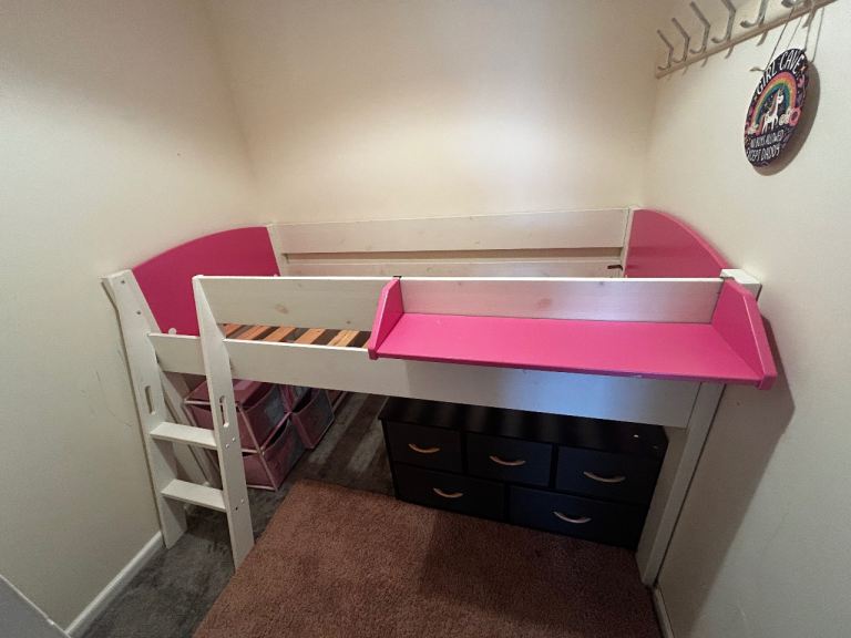 Girls mid sleeper - Pink and White