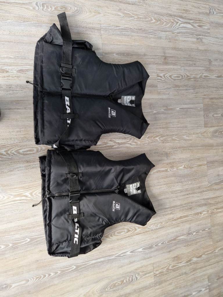 Two Baltic Life Jackets 70-90 KG – Black, Good Condition