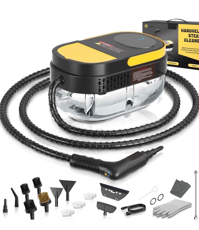 Gautye Steam Cleaner 1.6L, 15s HeatUp,  3-Level Handle, For  Floor, Bathroom, Window, Car, Curtains