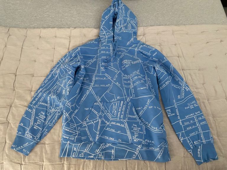 Supreme Gonz Embroidered Map Hoodie – Columbia Blue – Size L