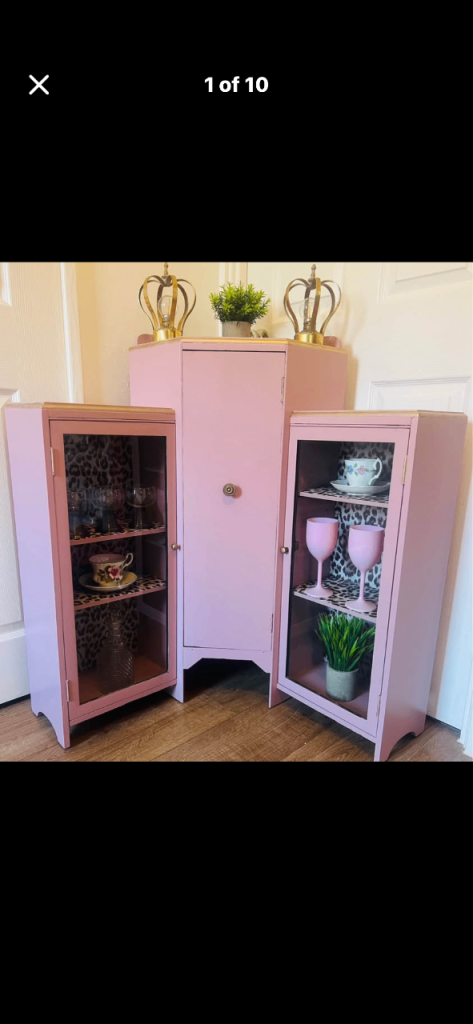 Beautiful pink and leopard print corner display cabinet/cocktail cabinet/drinks cabinet 