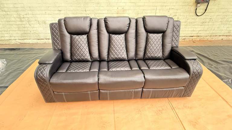 New Roma Manual PVC Leather 3+2 Seater Recliner Sofa Set - Available For Sale