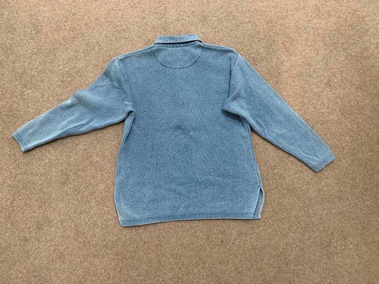 Blue Willis Men's Knitted Cotton Sweater Size S Washed Indigo Blue Dyed colour