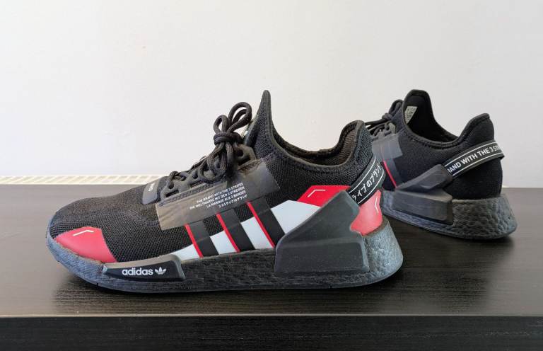 Men's Adidas NMD R1 V2 Black/White/Red - Size UK 10.5