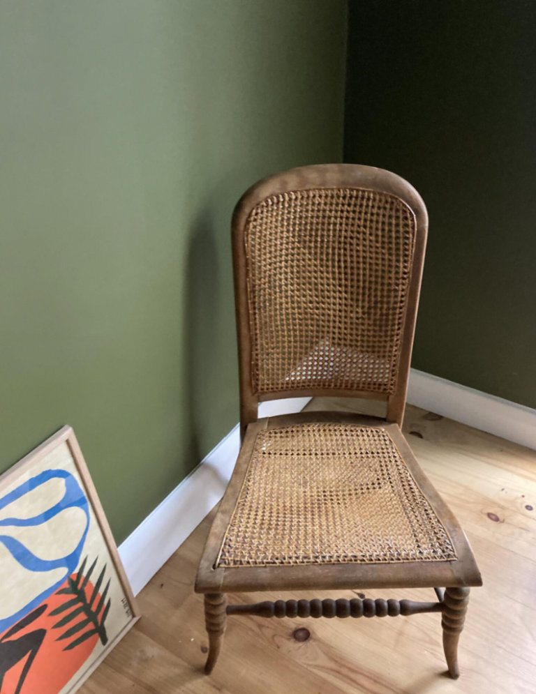 Vintage rattan Indian prayer chair 