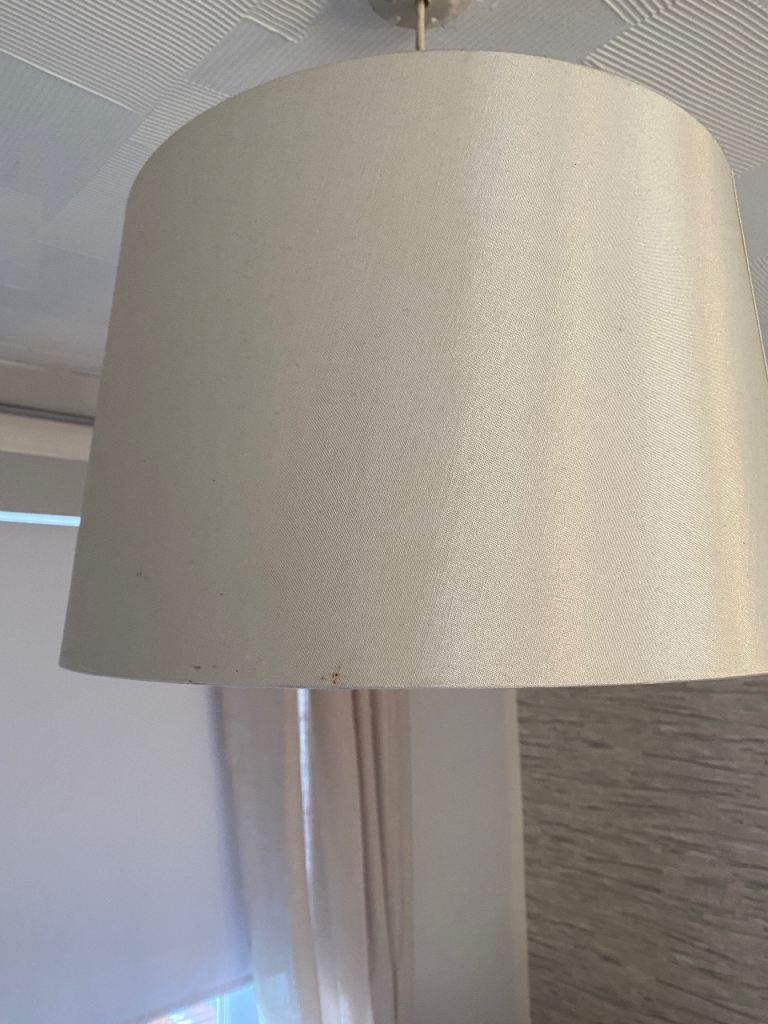 Large light grey ceiling light shades